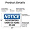 Signmission No Operators Under 18 Years Of Age OSHA Notice Sign, Aluminum, 24in W x 18in L, 2PK OS-2PACK-NS-A-1824-L-16153 - alternate 6